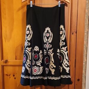 Sunny Leigh Black Skirt with White and Red Embroidery